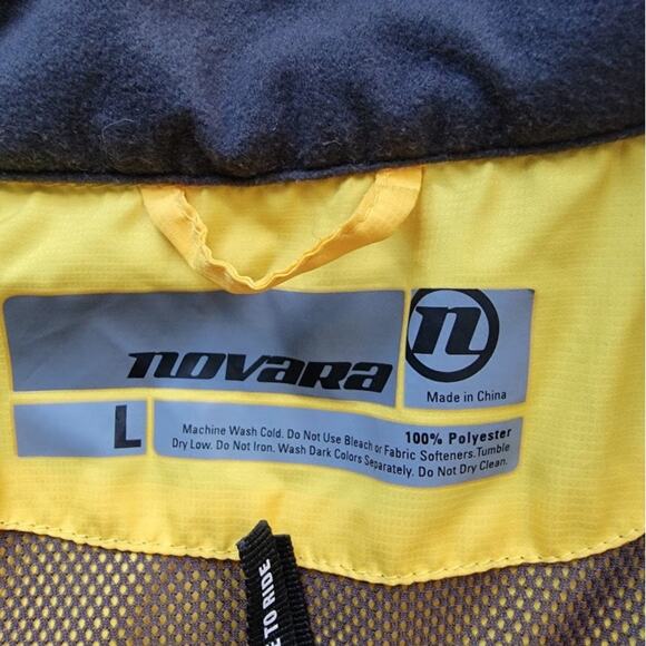 Novara Cycling Jacket Men’s L Yellow Full Zip Windbreaker Bike Rain Reflective - Picture 4 of 11
